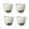 4Pcs Chinese Style Beautiful Lotus Ceramic Teacups Small Straight Wine Glass 150ML