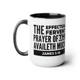 Accent Ceramic Coffee Mug 15oz - The Effectual Fervent Prayer Black Illustration