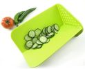 Foldable Chopping Board Rinse & Strainer Veggies & Fruit Cutting Board BPA-Free Plastic Multifunctional Cutting Board Mat