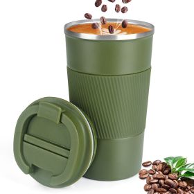 1pc; Stainless Steel Vacuum Insulated Tumbler; Coffee Travel Mug Spill Proof With Lid; Thermos Cup For Keep Hot/Ice Coffee; Tea And Beer (Color: green)